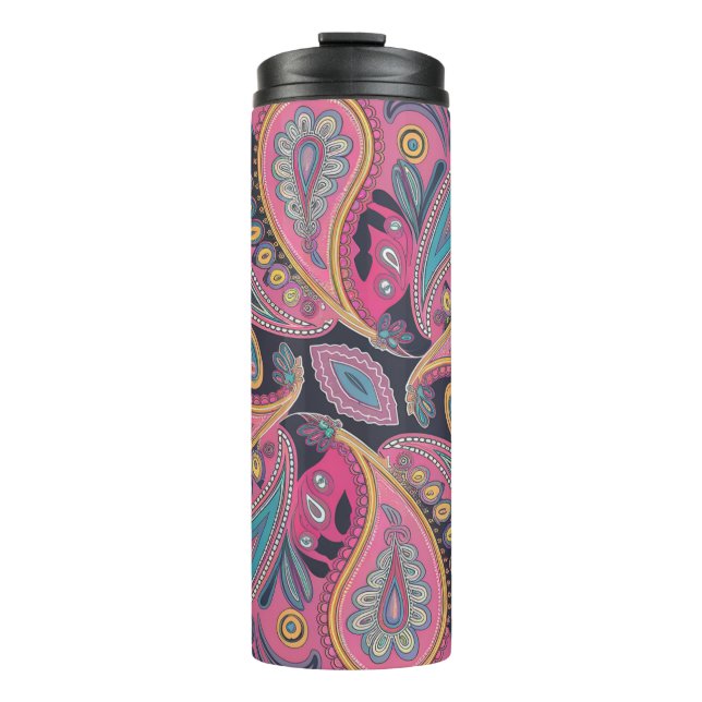 Vibrant Paisley Swirl Pattern Design Thermosbecher (Vorderseite)