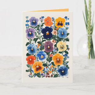 Vibrant Pansy Floral Illustration Einladung