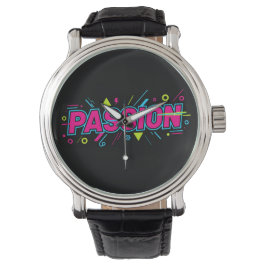 Vibrant Passion Typography - Retro 90s Pop Art Aes Armbanduhr