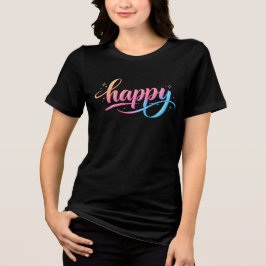 Vibrant Pastel Gradient HAPPY Typography - Modern  Tri-Blend Shirt