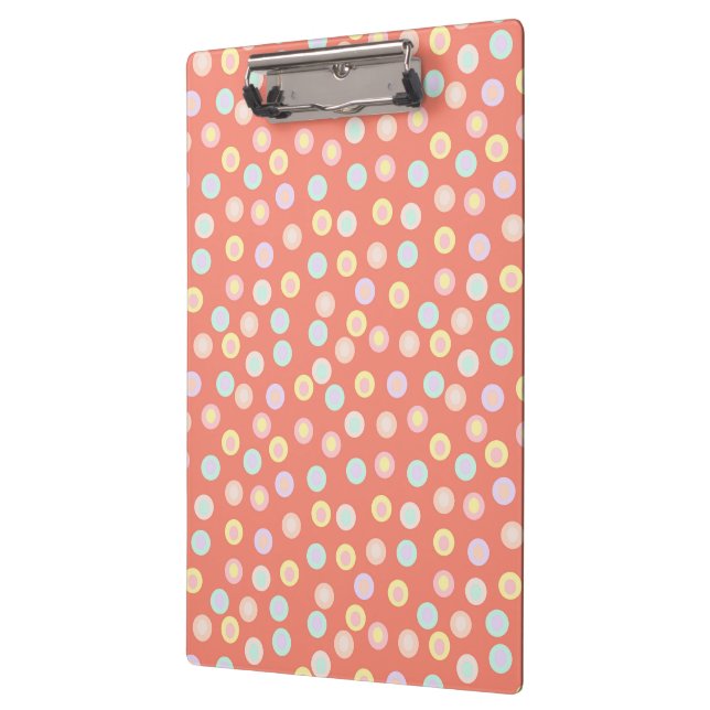 Vibrant Pastel Polka Dot Background: Brighten up  Klemmbrett (Links)