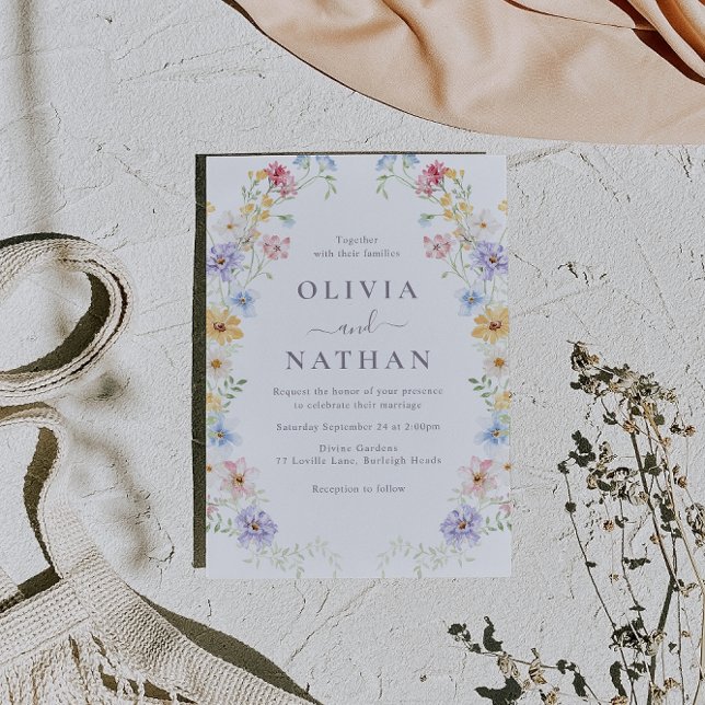 Vibrant Pastel Wildflowers Modern Wedding Einladung (Von Creator hochgeladen)