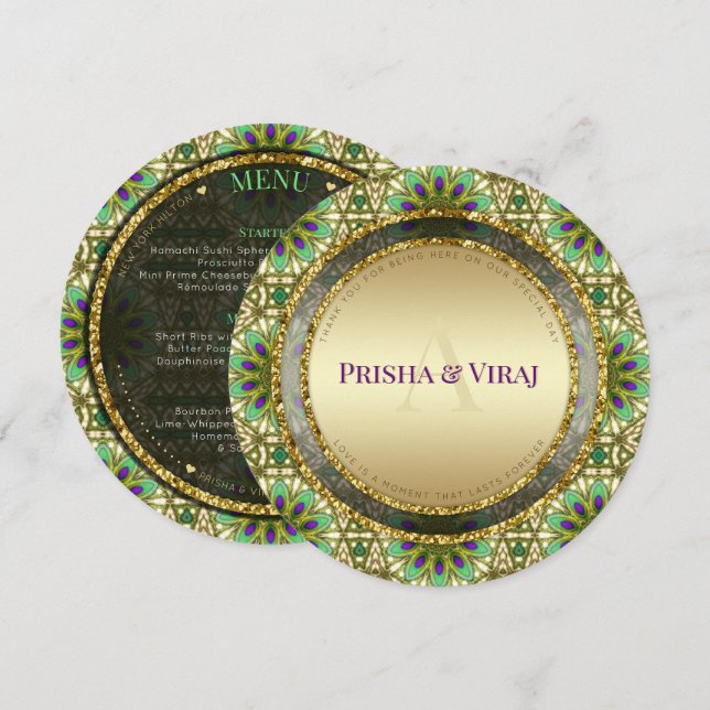 Vibrant Peacock couleurs Faire-part de mariage ind (Devant / Derrière)