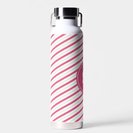 Vibrant Pink and Green Stripes Monogram Trinkflasche