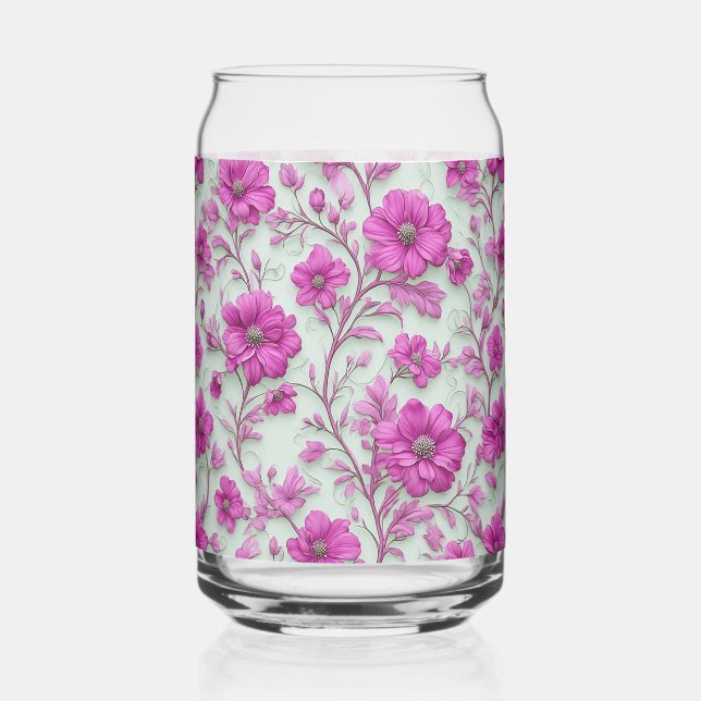 Vibrant Pink Floral Pattern With Magenta Flowers Dosenglas (Vorderseite)