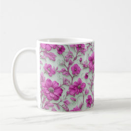 Vibrant Pink Floral Pattern With Magenta Flowers Kaffeetasse