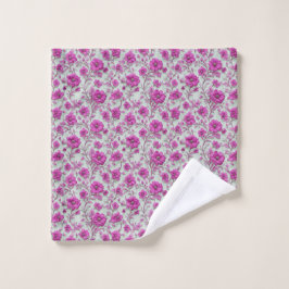 Vibrant Pink Floral Pattern With Magenta Flowers Waschlappen
