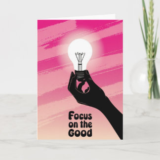 Vibrant Pink Lightbulb Idea Focus on the Good card Karte