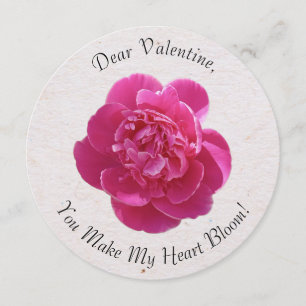 Vibrant Pink Peony Blume Valentinstag Card