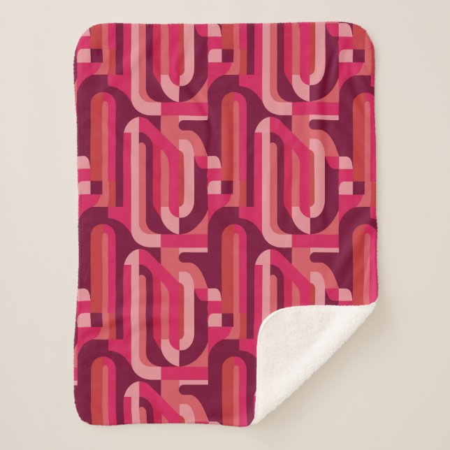 vibrant pink retro abstract pattern sherpadecke (Vorderseite)