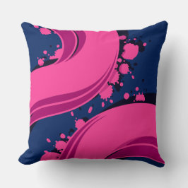 Vibrant Pink Waves on navy Blue Background Kissen