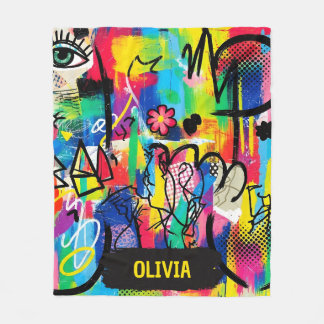 Vibrant Pop Art Graffiti Abstract Personalized Fleecedecke