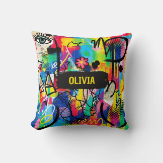 Vibrant Pop Art Graffiti Abstract Personalized Kissen