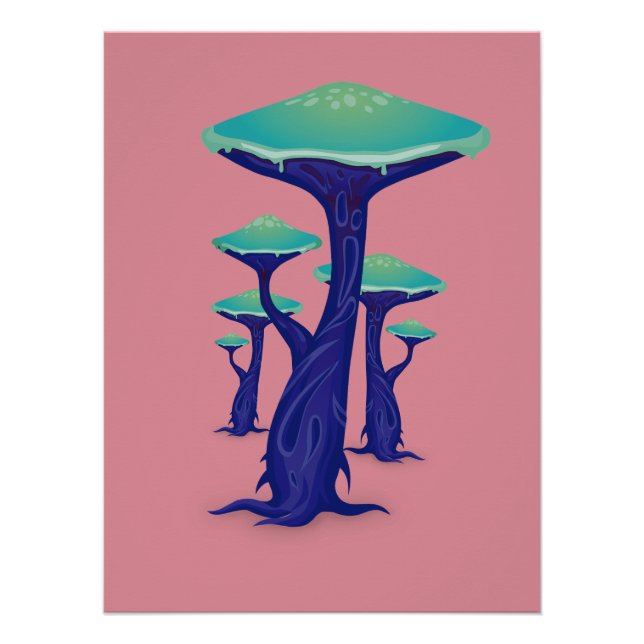 Vibrant Pop Art Mushrooms Poster (Vorderseite)