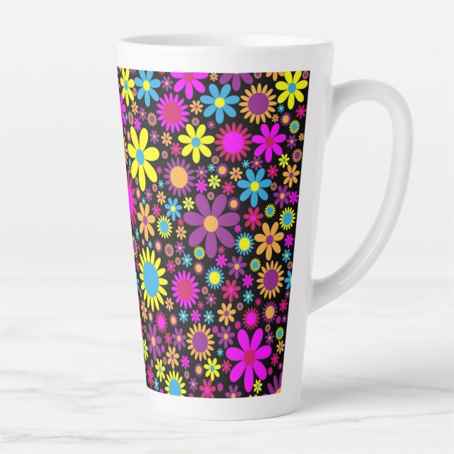 Vibrant Psychedelic Flowers in Bloom-67566 Milchtasse (Rechts)