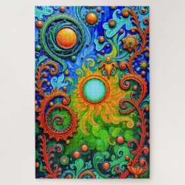 Vibrant Psychedelic Sun Art - Abstrakte Muster und