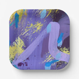 Vibrant Purple, Yellow, and Blue Abstract Art Pappteller