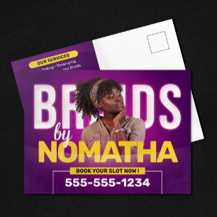 Vibrant Purple Zöpfe & Perücken Haar-Flechtstudio Postkarte