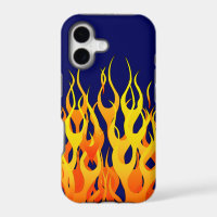 Vibrant Racing Flames on Navy Blue