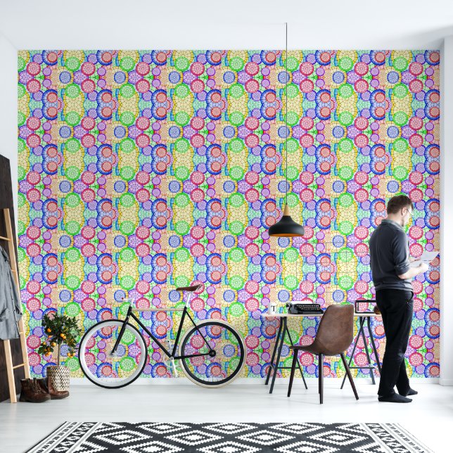 Vibrant Rainbow Concentric Circles Tapete (Wohnbereich)