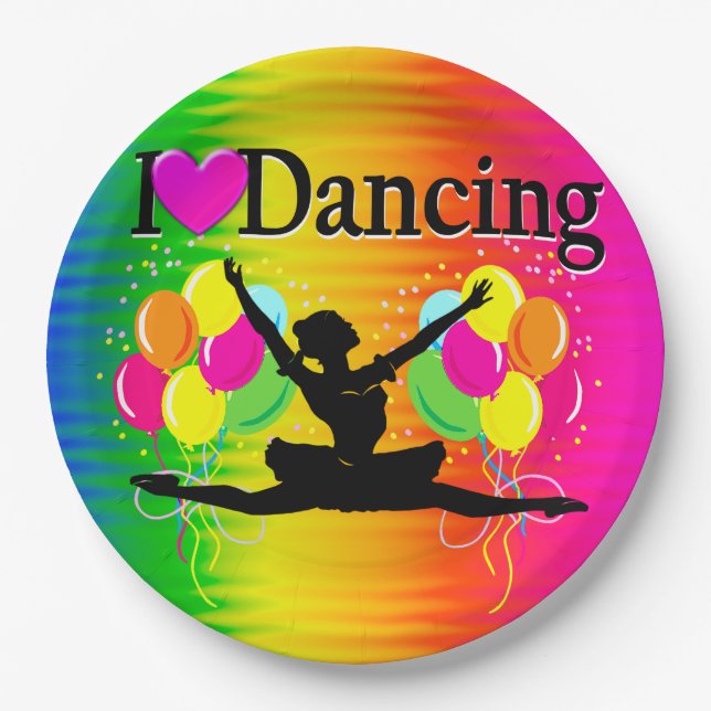VIBRANT RAINBOW I LIEBE DANCING DESIGN PAPPTELLER (Vorderseite)