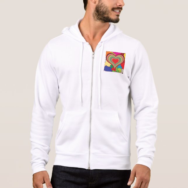 Vibrant Rainbow Layered Heart Abstract Hoodie (Vorderseite)
