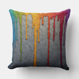 Vibrant Rainbow Paint Drips Kissen