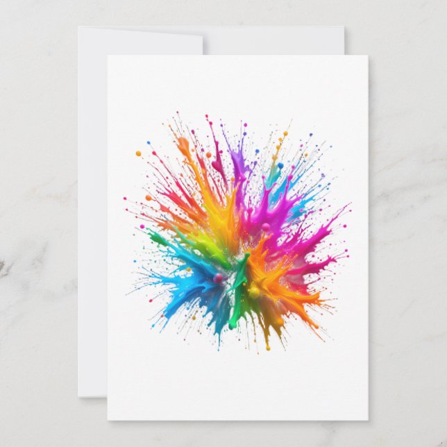 Vibrant Rainbow Paint Splatter Explosion Einladung (Vorderseite)