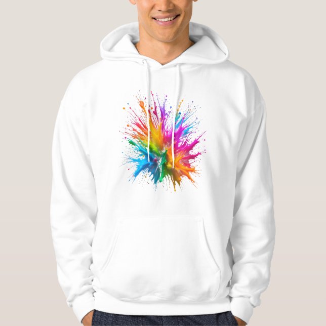 Vibrant Rainbow Paint Splatter Explosion Hoodie (Vorderseite)