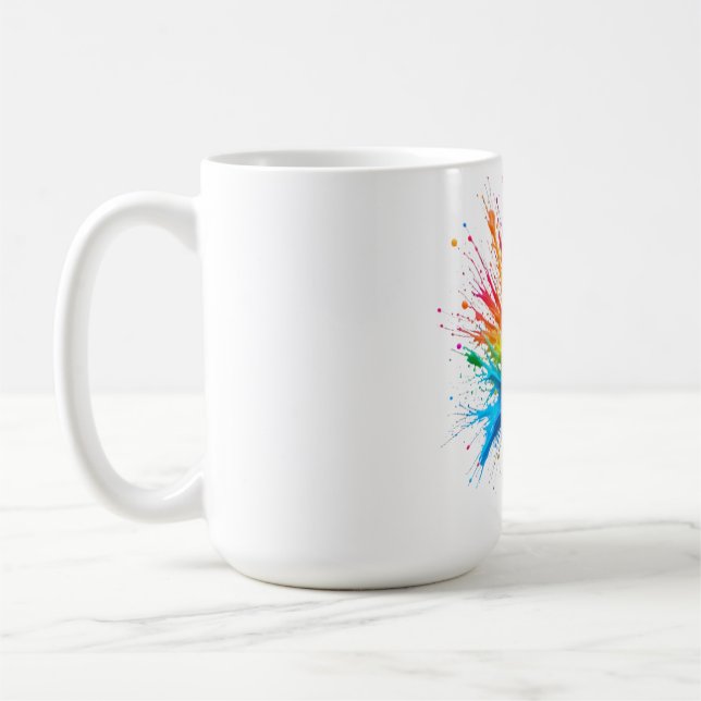 Vibrant Rainbow Paint Splatter Explosion Kaffeetasse (Links)