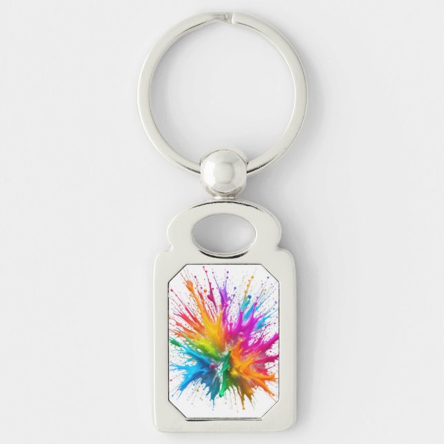 Vibrant Rainbow Paint Splatter Explosion Schlüsselanhänger (Vorderseite)