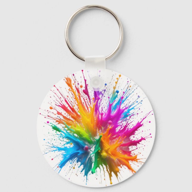 Vibrant Rainbow Paint Splatter Explosion Schlüsselanhänger (Vorderseite)