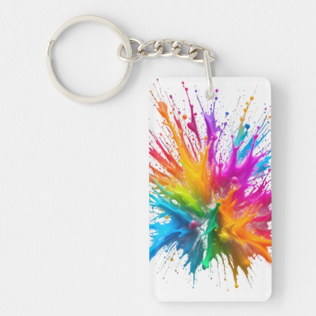 Vibrant Rainbow Paint Splatter Explosion Schlüsselanhänger (Vorderseite)