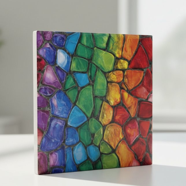 Vibrant Rainbow Pride Glass Mosaic Fliese (Von Creator hochgeladen)