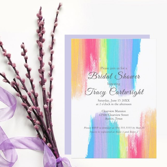 Vibrant Rainbow Watercolor Bridal Shower Einladung (Von Creator hochgeladen)