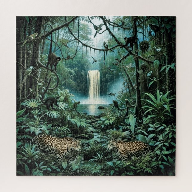 Vibrant rainforest green foliage majestic jaguars (Vertikal)