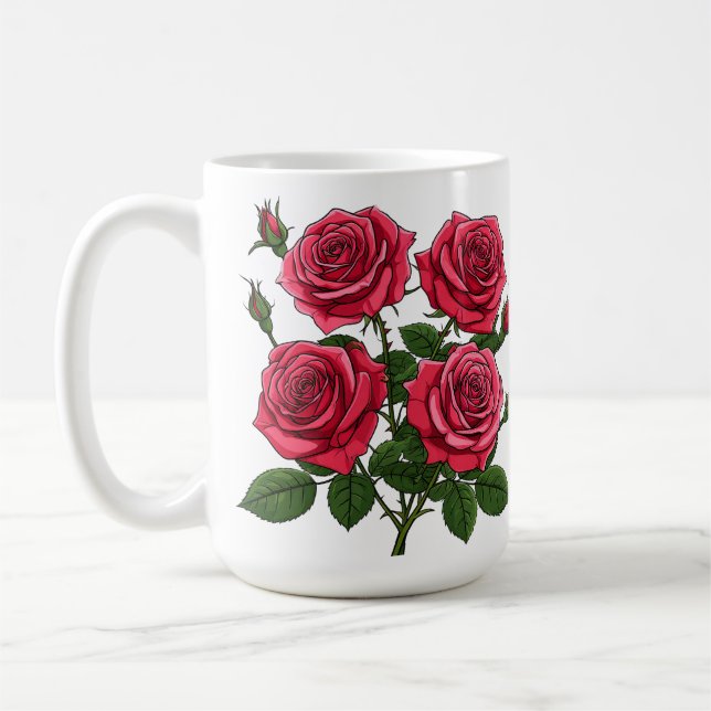 Vibrant Red And Pink Rose Bouquet With Green Leave Kaffeetasse (Links)