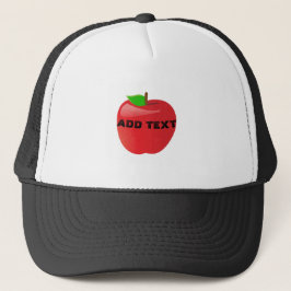 Vibrant Red Apple Image Printed in Center ADD TEXT Truckerkappe