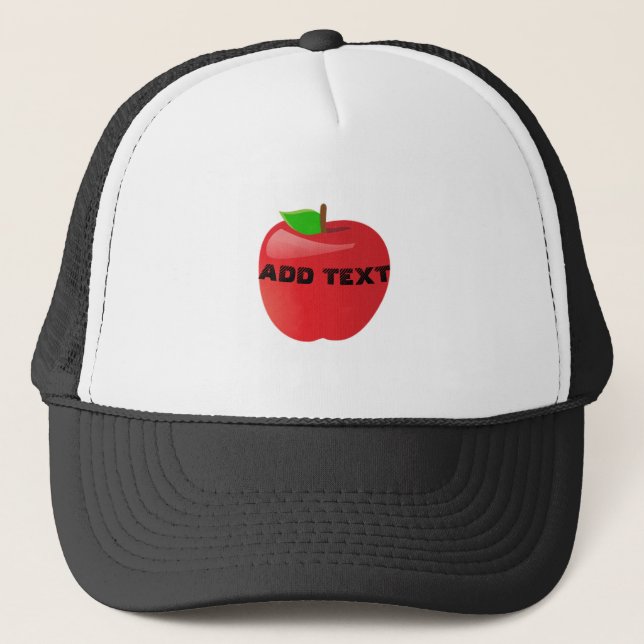 Vibrant Red Apple Image Printed in Center ADD TEXT Truckerkappe (Vorderseite)