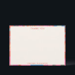 Vibrant Red Boho Floral Personalized Stationery  Dankeskarte<br><div class="desc">This modern colorful bridal shower thank you card features a clean cream center framed by a bold abstract border in vibrant red, pink, coral, and blue tones. The minimalist layout keeps the focus on your handwritten message while still feeling elevated and design-forward. Perfect for the bride who loves stylish details...</div>