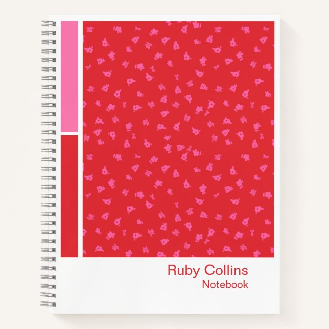 Vibrant Red Floral Vertical Palette Notizbuch (Vorderseite)
