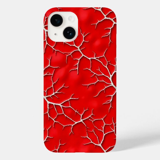 Vibrant Red iPhone Case with Branch Texture (Rückseite)