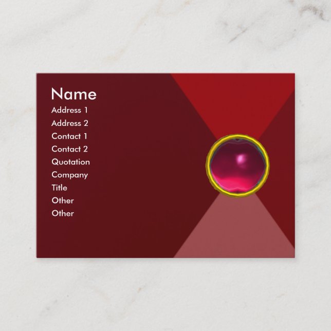 VIBRANT RED PINK RUBY GEMSTONE Abstrakt Geometrie Visitenkarte (Vorderseite)