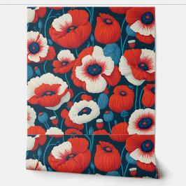 Vibrant Red Poppy Tapete