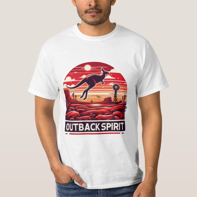Vibrant Red Retro Desert Kangaroo Outback T-Shirt (Vorderseite)