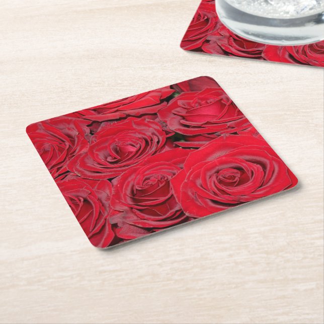 Vibrant Red Roses Rechteckiger Pappuntersetzer (angewinkelt)