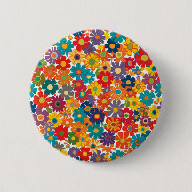 Vibrant Retro 60s Daisy Flower Power Pattern