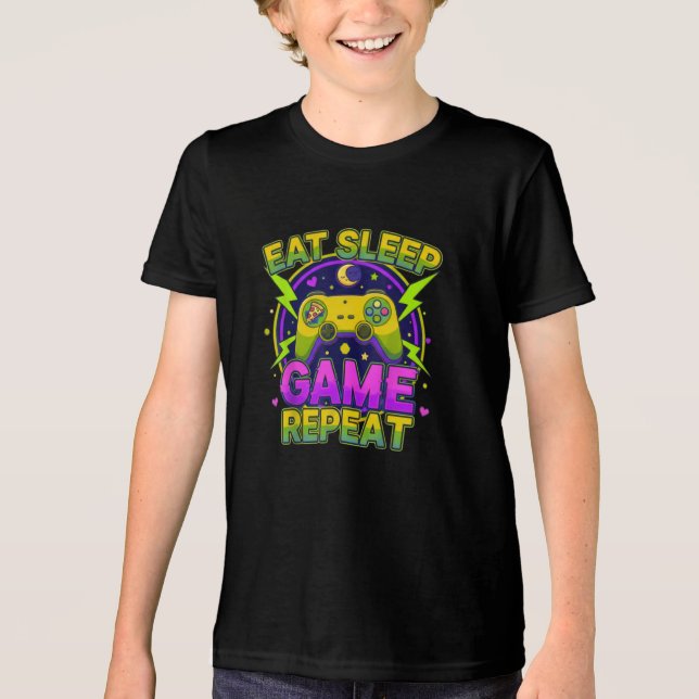 Vibrant Retro 80s Style Gamer T-Shirt Tri-Blend Shirt (Vorderseite)