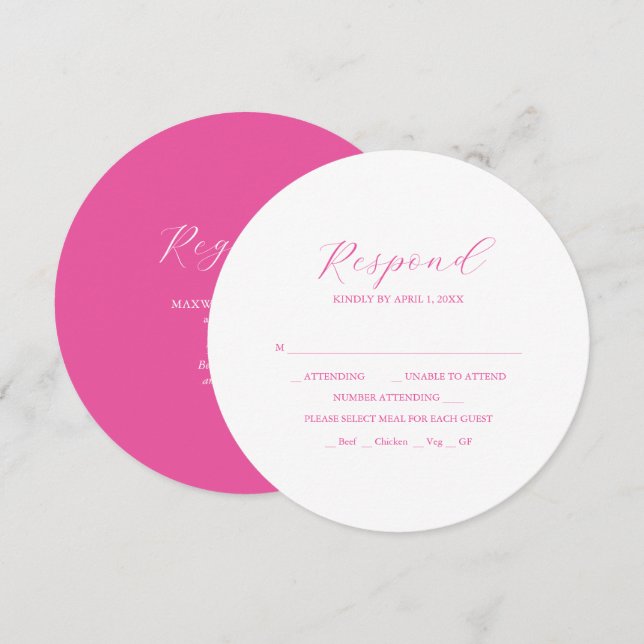 Vibrant rosa RSVP-Karte stapelbare Einladungen (Vorne/Hinten)