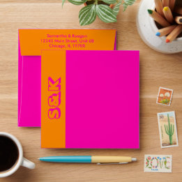 Vibrant rose chaud et orange monogramme personnali